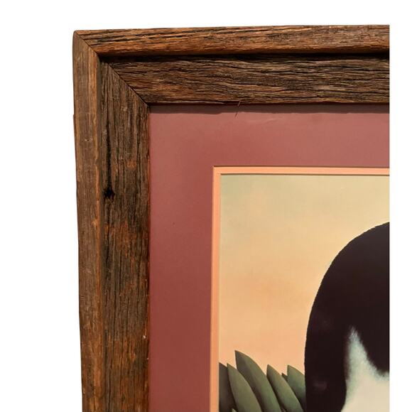 Martin Leman Cat Print Matted Glass and Wood Frame Black & White 27.5” x 19.5” - Picture 5 of 7